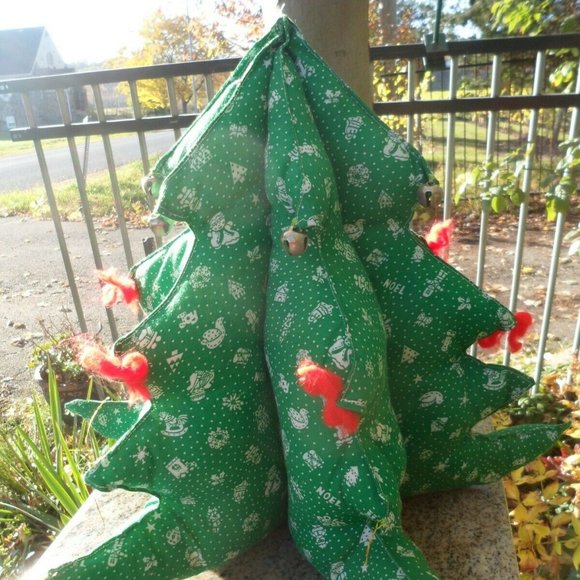 Farmhouse Christmas Tree Decoration Primitive Rustic Home Table Vtg Plush Decor - Picture 4 of 16